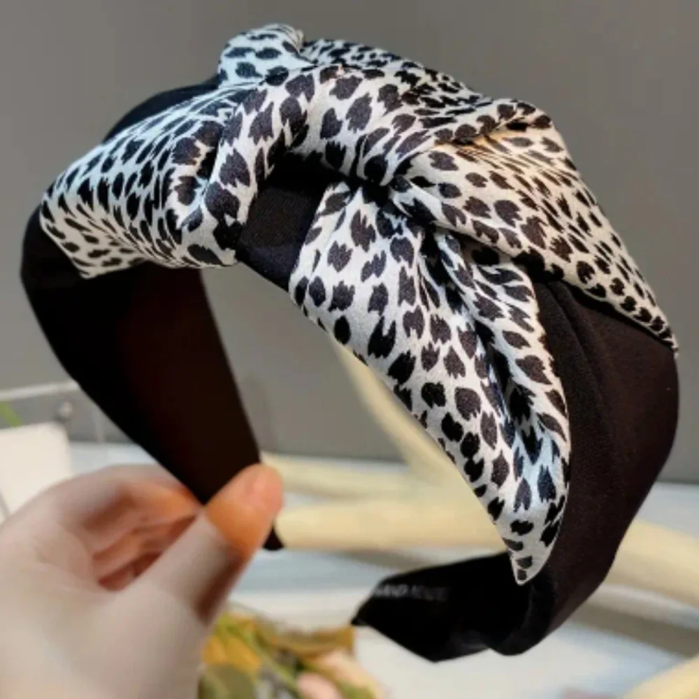 Headband Leopard Print Wide Stylish Knotted Fabric Hair Accessory